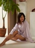 Female Nightshirt - Jaipur Red Stripe - The Cotton Cashmere Collection  , made of soft cotton for 