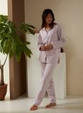 Female Pyjama - Jaipur Red Stripe - The Cotton Cashmere Collectie  , gemaakt van zacht katoen voor 