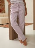 Female Lounge Broek - Jaipur Red Stripe - The Cotton Cashmere Collectie  , gemaakt van zacht katoen voor 
