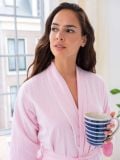 Female Dressing Gown - Pink - The Cotton Cashmere Collection  , made of soft cotton for 