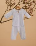 Unisex Pyjama Enfant - Rayures bleues - The Cotton Cashmere Collection  , en coton doux pour 
