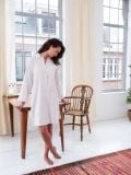 Female Nachthemd - Beige Streep - The Cotton Cashmere Collectie  , gemaakt van zacht katoen voor 