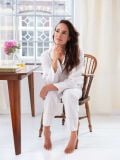 Female Pyjama - Rayures Beiges - The Cotton Cashmere Collection  , en coton doux pour 