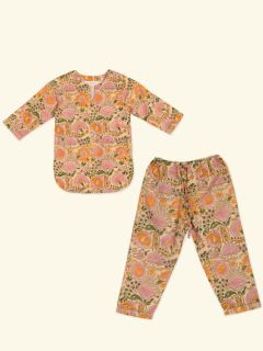 Unisex Kinder Pyjama - Blockprint Archive Collectie  , gemaakt van zacht katoen voor 
