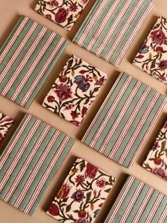Unisex Schetsboek - Blockprint Collectie - Rijksmuseum Tulip & Stripe Chintz  , gemaakt van zacht katoen voor 