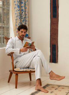 Male Pyjama - Blue Twig - The Cotton Cashmere Collectie  , gemaakt van zacht katoen voor 