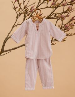 Unisex Pyjama Enfant - Jaipur Red Stripe - La Collection Coton Cachemire  , en coton doux pour 