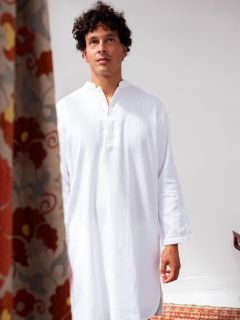 Male Nachthemd - Wit - The Cotton Cashmere Collectie  , gemaakt van zacht katoen voor 