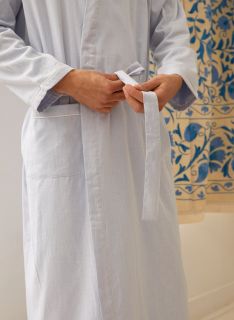 Male Ochtendjas - Blauw - The Cotton Cashmere Collectie  , gemaakt van zacht katoen voor 