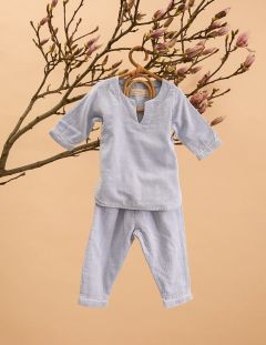 Unisex Kids Pyjama - Blauw - The Cotton Cashmere Collectie  , gemaakt van zacht katoen voor 