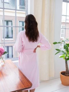 Female Ochtendjas - Roze - The Cotton Cashmere Collectie  , gemaakt van zacht katoen voor 