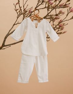 Unisex Kids Pyjama - White - The Cotton Cashmere Collection  , made of soft cotton for 