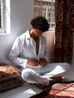 Male Pyjama - Wit - The Cotton Cashmere Collectie  , gemaakt van zacht katoen voor 
