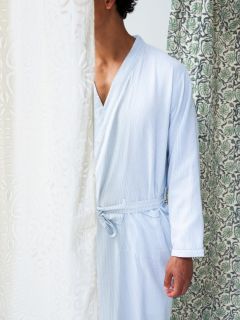 Male Dressing Gown - Blue Stripes - The Cotton Cashmere Collection  , made of soft cotton for 