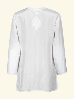 Female Silk Short Blouse - White  , made of soft cotton for 