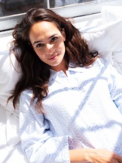 Female Chemise de Nuit - Blue Udaipur - The Cotton Cashmere Collection  , en coton doux pour 