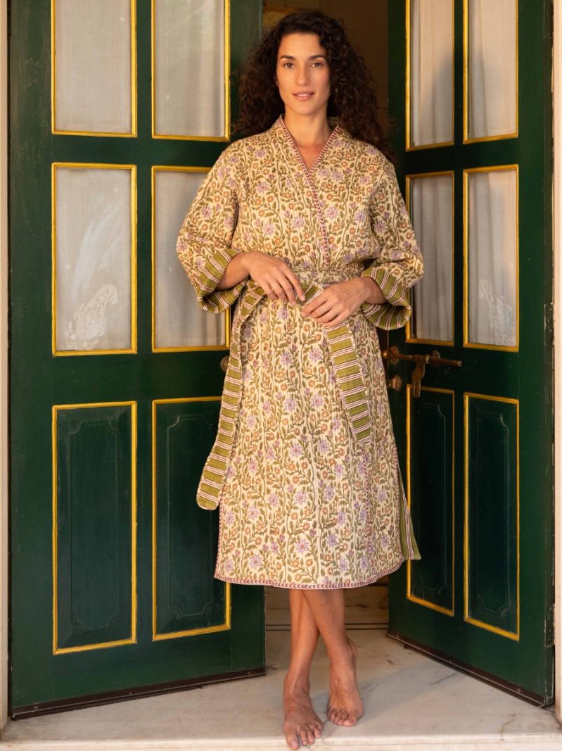 Dames Jas Maxi - Blockprint Collectie