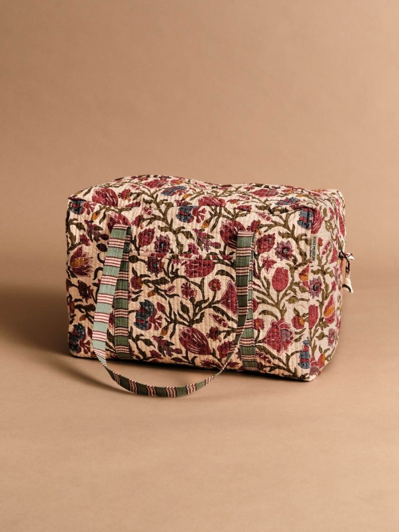 Unisex Quilted Duffle Bag - Block Print Collection - Rijksmuseum Tulip Chintz  , made of soft cotton for 