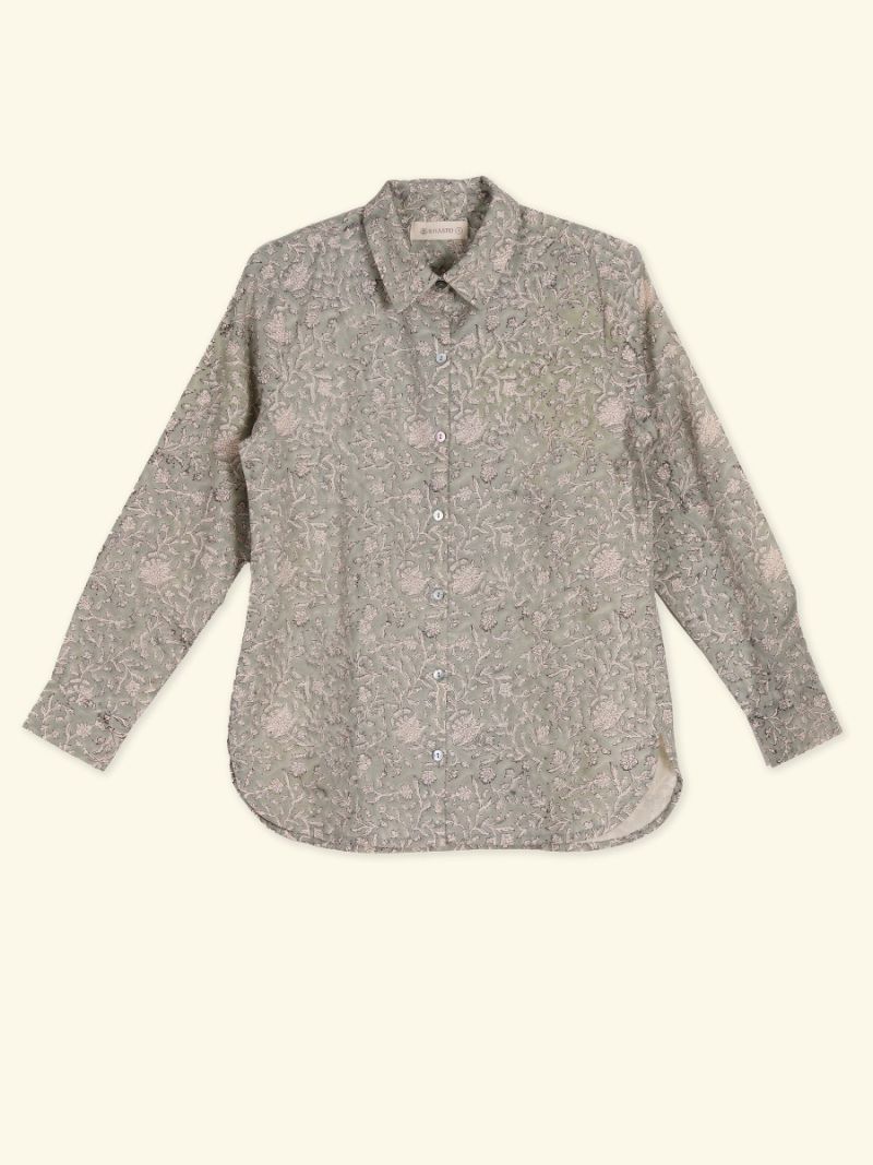 Female Blouse - Blockdruck Archiv Kollektion  , aus weicher Baumwolle für 
