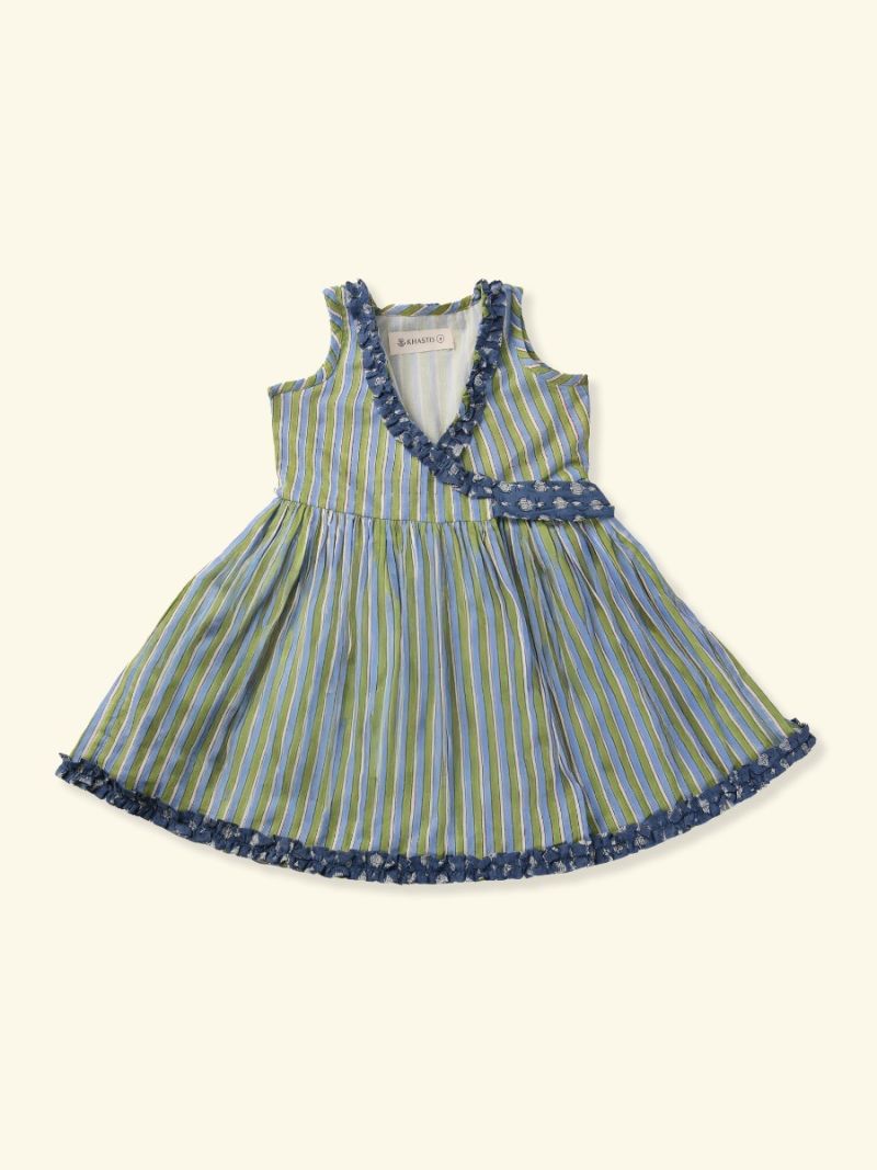 Female Rüschenkleid - Blockdruck Archiv Kollektion  , aus weicher Baumwolle für 