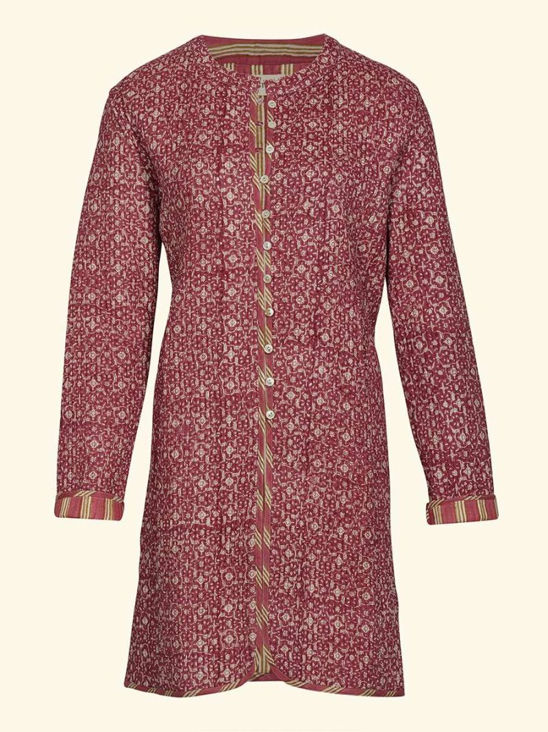 Female Manteau long matelassé - Collection Archive d'Impression en Bloc  , en coton doux pour 