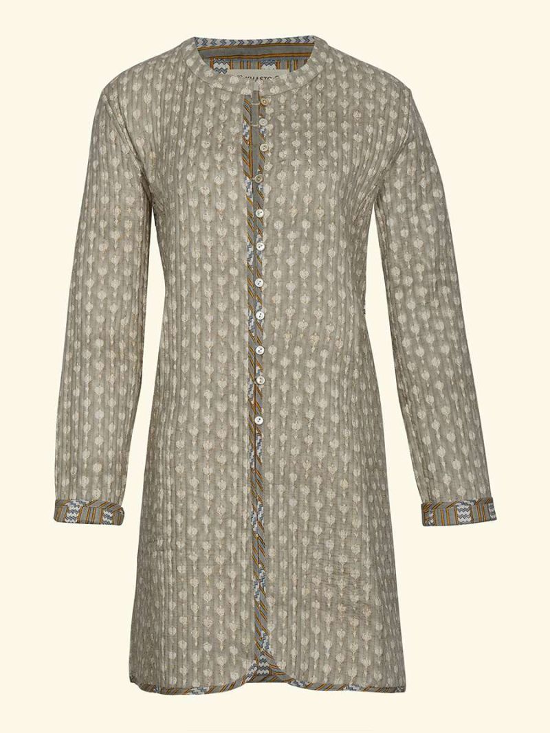 Female Manteau long matelassé - Collection Archive d'Impression en Bloc  , en coton doux pour 