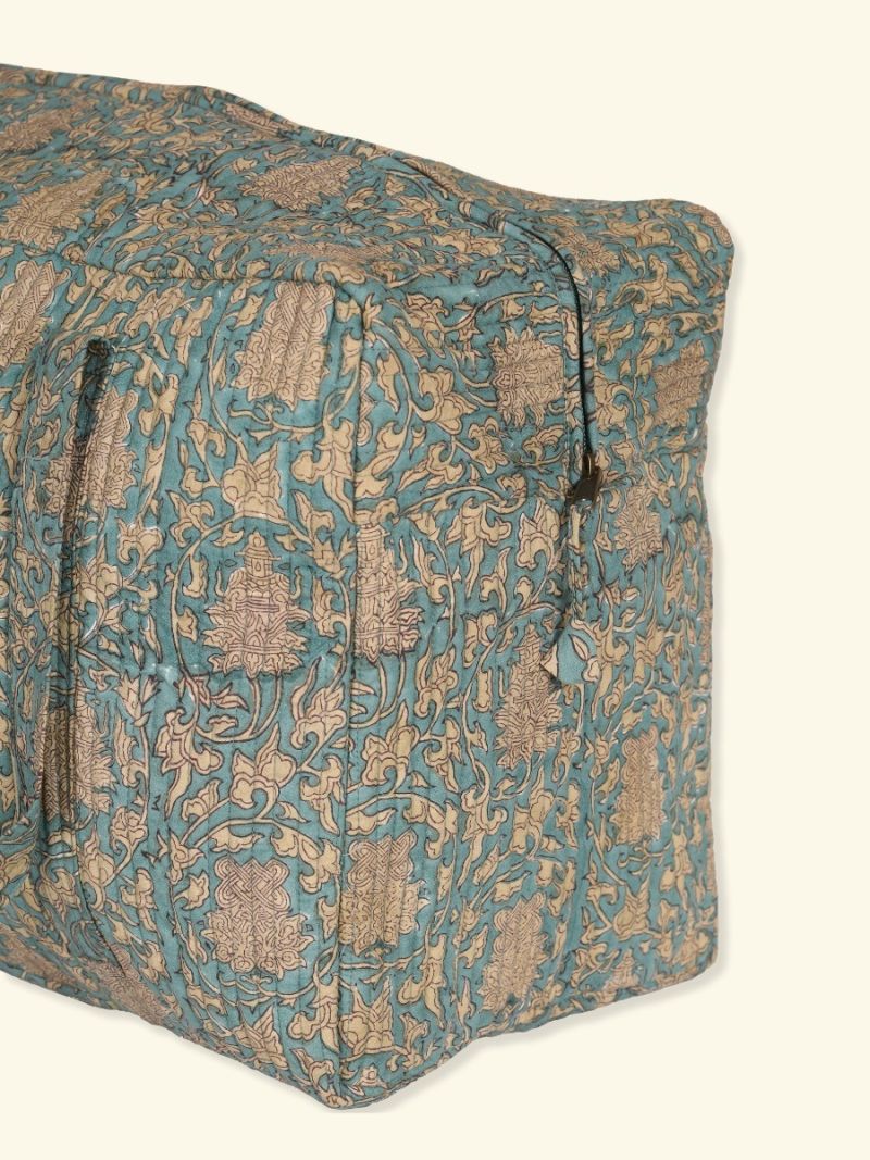 Unisex Quilted Duffle Bag - Blockprint Archive Collection  , made of soft cotton for 