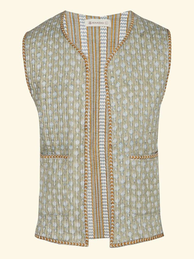 Female Quilted Vest - Blockprint Archive Collection  , made of soft cotton for 