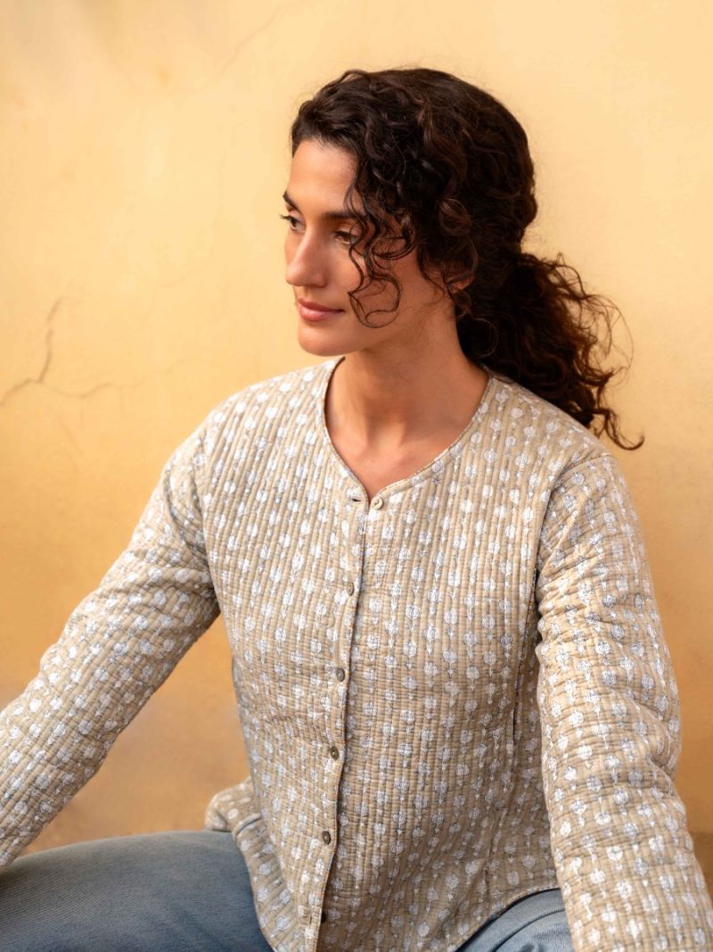 Female Veste matelassée - Collection Archive d'Impression en Bloc  , en coton doux pour 