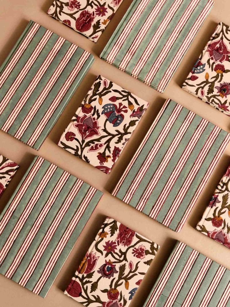 Unisex Schetsboek - Blockprint Collectie - Rijksmuseum Tulip & Stripe Chintz  , gemaakt van zacht katoen voor 