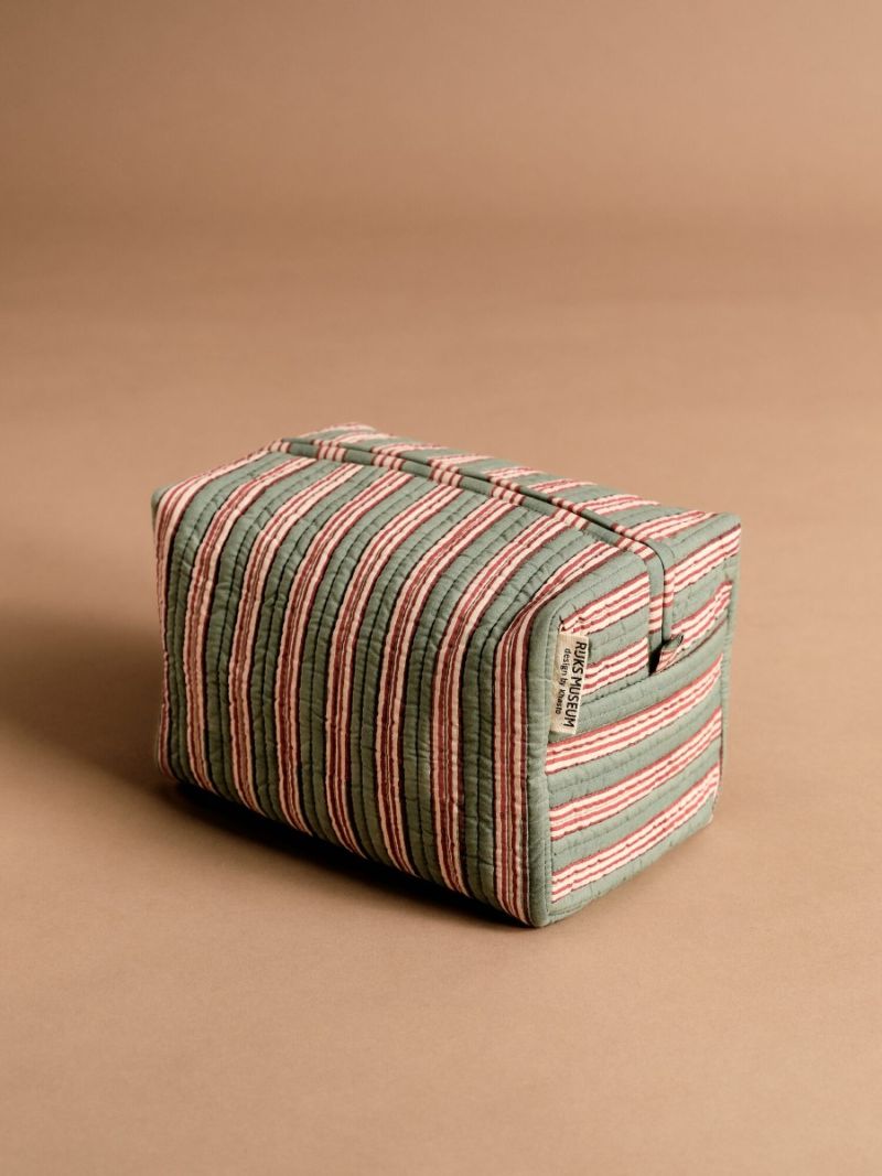 Unisex Toilettas - Blockprint Collectie - Rijksmuseum Tulip & Stripe Chintz  , gemaakt van zacht katoen voor 
