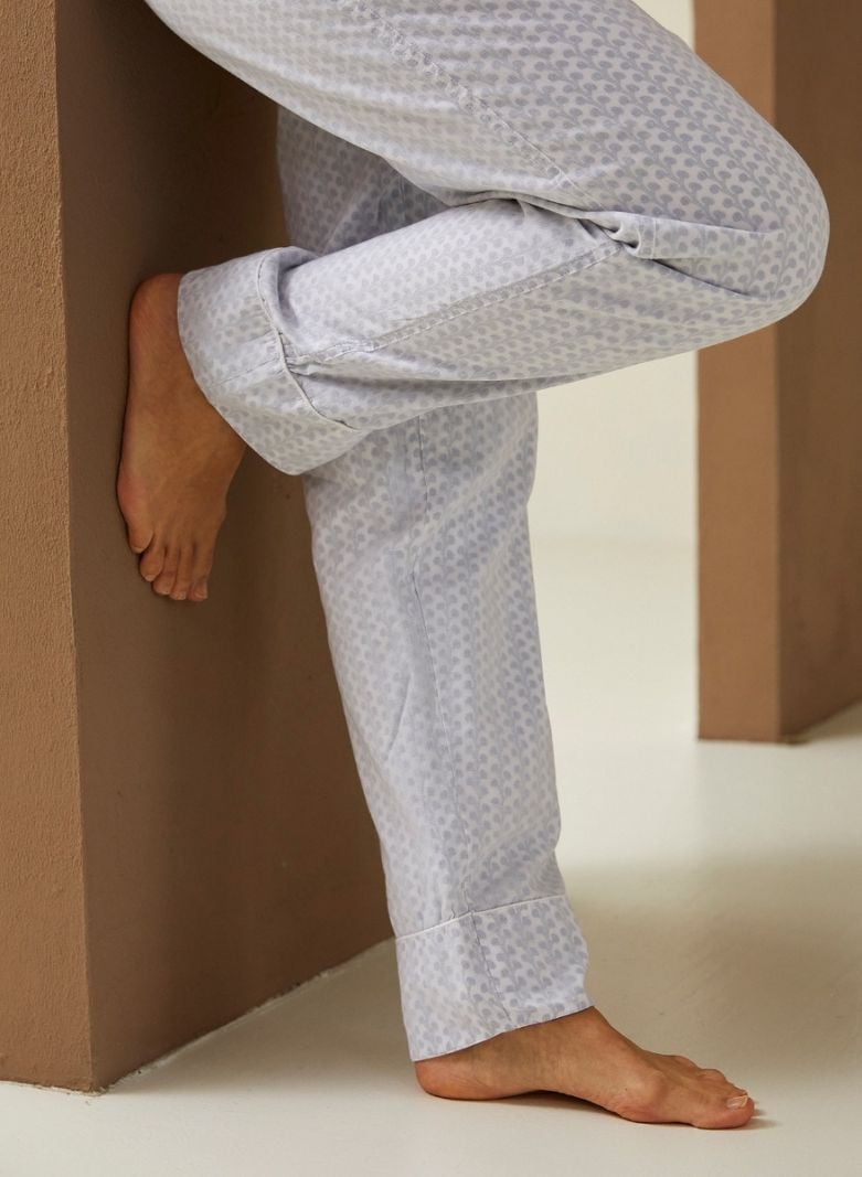 Female Lounge Broek - Blue Twig - The Cotton Cashmere Collectie  , gemaakt van zacht katoen voor 