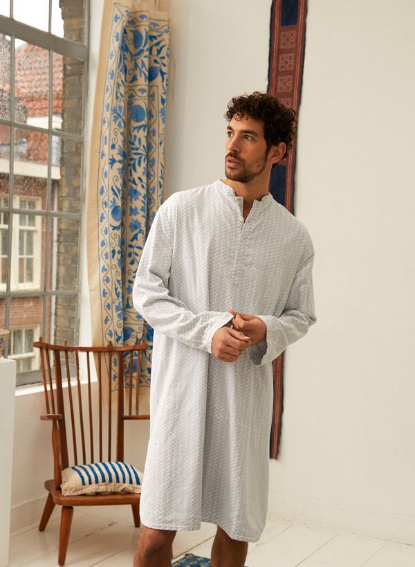 Male Nightshirt - Blue Twig - The Cotton Cashmere Collection  , made of soft cotton for 
