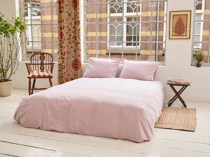 Unisex Bedding Set - Jaipur Red Stripe - The Cotton Cashmere Collection  , made of soft cotton for 