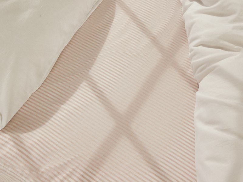 Unisex Fitted Sheet - Beige Stripe - The Cotton Cashmere Collection  , made of soft cotton for 