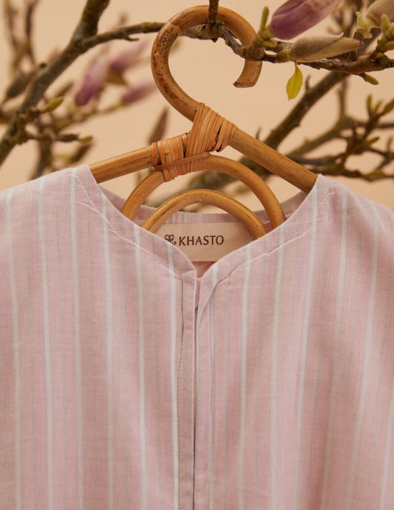 Unisex Baby Slaapzak - Jaipur Red Stripe - The Cotton Cashmere Collectie  , gemaakt van zacht katoen voor 