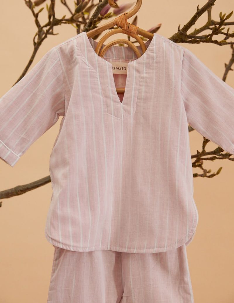 Unisex Kinderpyjama - Jaipur Red Stripe - Die Cotton-Cashmere-Kollektion  , aus weicher Baumwolle für 
