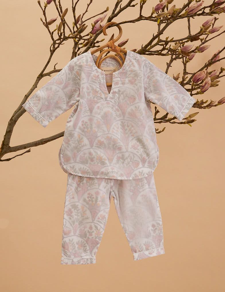 Unisex Pyjama Enfant - Floral - La Collection Coton Cachemire  , en coton doux pour 