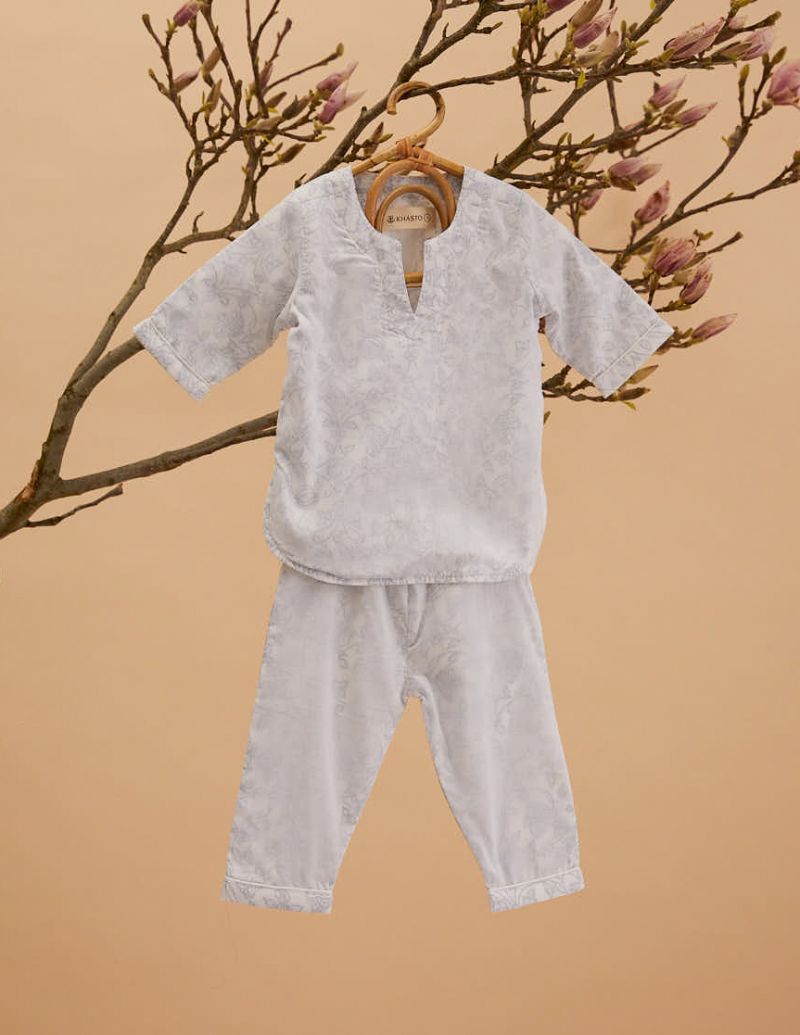 Unisex Kids Pyjama - Lodhi Garden Blue - The Cotton Cashmere Collectie  , gemaakt van zacht katoen voor 