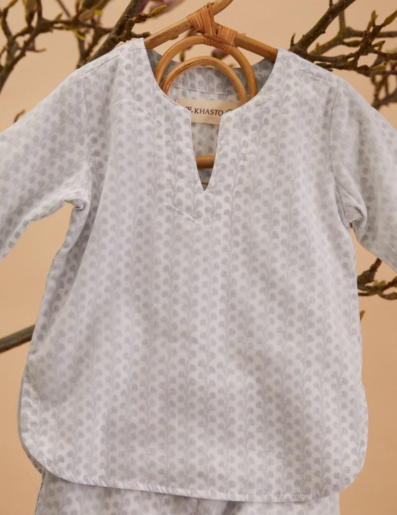 Unisex Kids Pyjama - Blue Twig - The Cotton Cashmere Collectie  , gemaakt van zacht katoen voor 