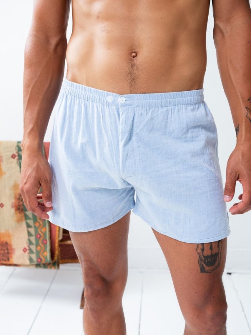 Male Boxershort - Blauw - The Cotton Cashmere Collectie  , gemaakt van zacht katoen voor 