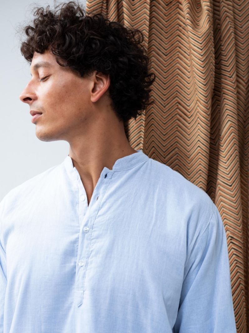 Male Nightshirt - Blue - The Cotton Cashmere Collection  , made of soft cotton for 