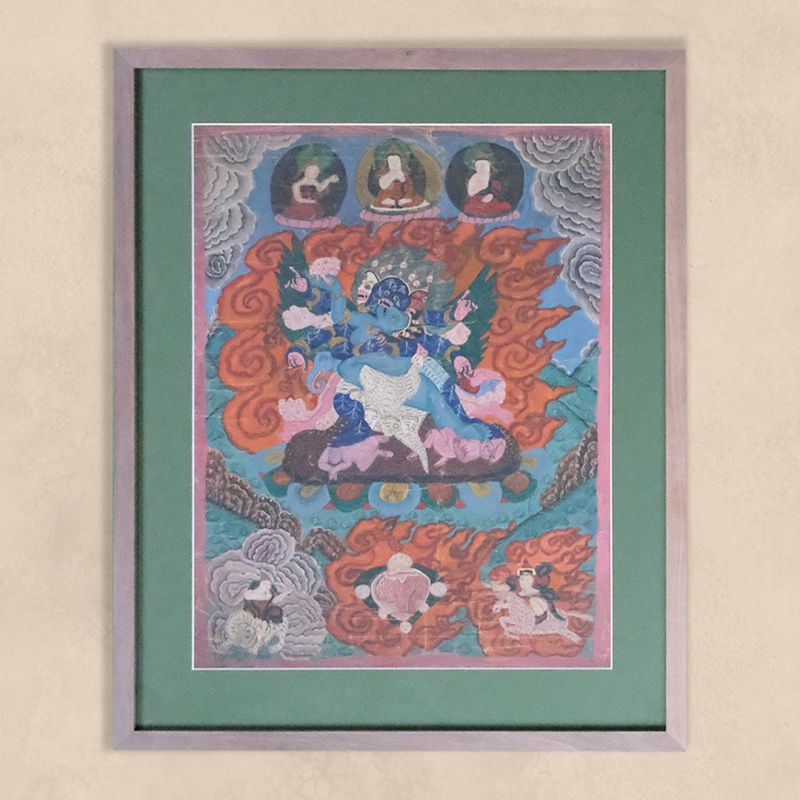 Unisex Thangka green in wooden frame  , aus weicher Baumwolle für 