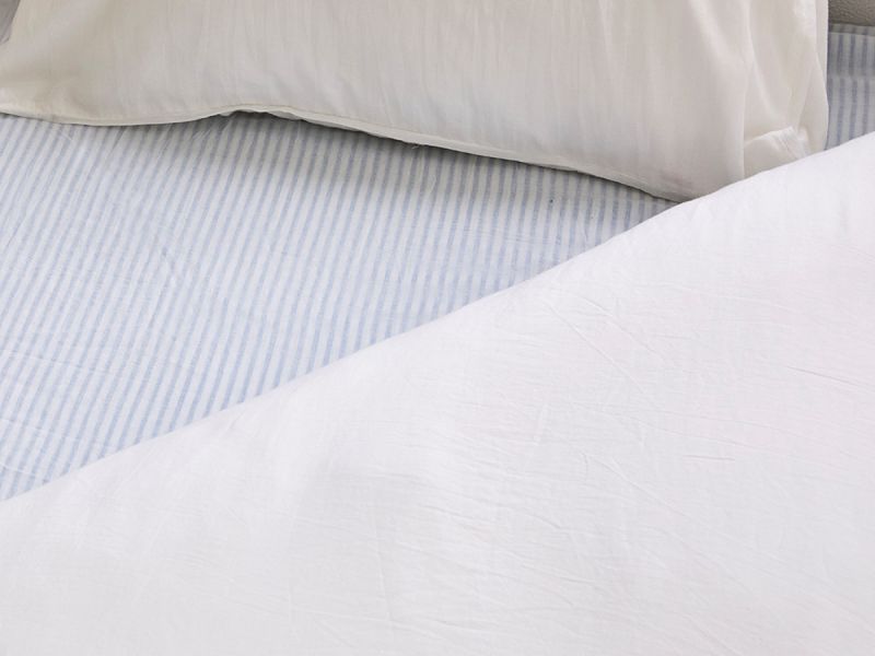 Unisex Drap housse - Rayures bleues - The Cotton Cashmere Collection  , en coton doux pour 
