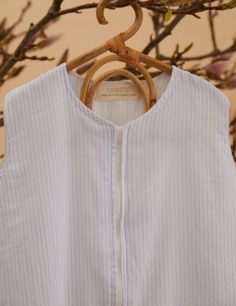 Unisex Baby Slaapzak - Blauwe Streep - The Cotton Cashmere Collectie  , gemaakt van zacht katoen voor 