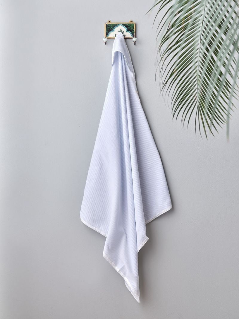 Unisex Baby Omslagdoek - Blauwe Streep - The Cotton Cashmere Collectie  , gemaakt van zacht katoen voor 