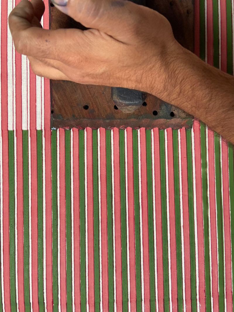 Unisex Sleeping Mask - Rose Green Stripe  , gemaakt van zacht katoen voor 