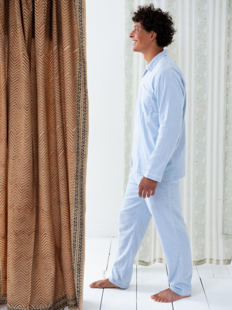 Male Pyjama - Blauwe Streep - The Cotton Cashmere Collectie  , gemaakt van zacht katoen voor 