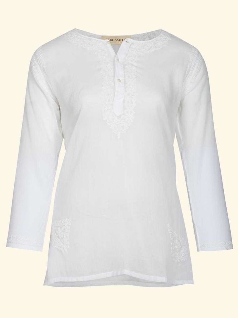 Female Sheer Blouse  - White  , en coton doux pour 