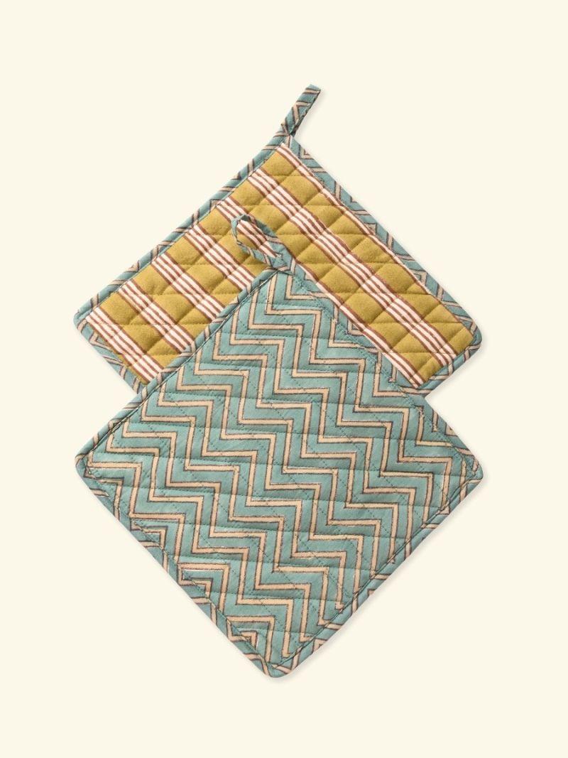 Unisex Pannenlappen - Blockprint Collectie  , gemaakt van zacht katoen voor 